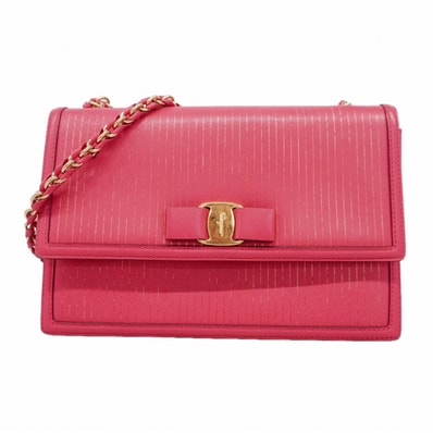 【6gd5063】サルヴァトーレフェラガモ ショルダーバッグ ヴァラ レザー ピンク ゴールド金具【中古】レディース