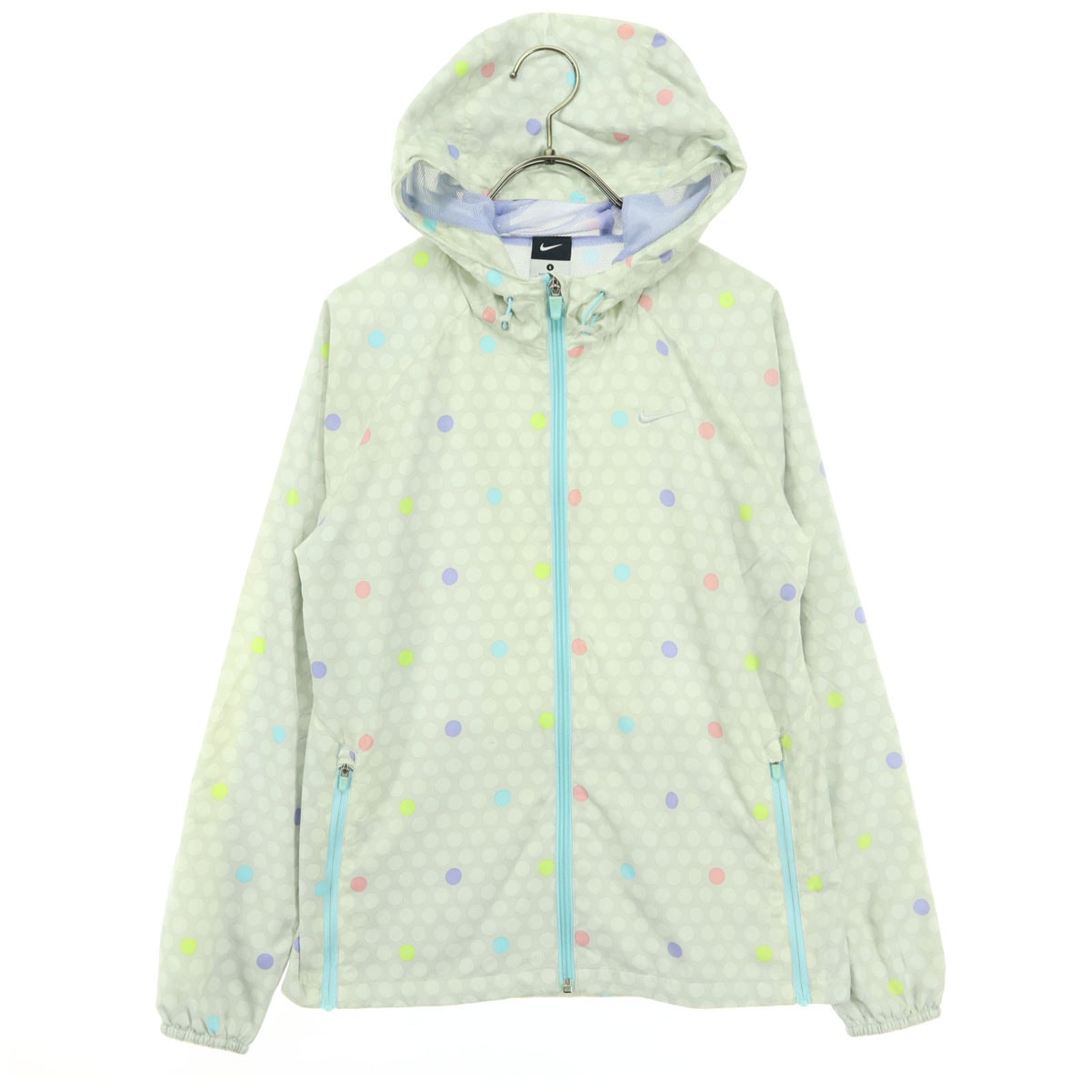 NIKE ナイキ ドット柄 長袖 ウインドブレーカー S グレー 裏地メッシュ