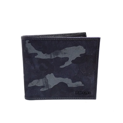 PRADA プラダ カモフラージュ 迷彩 2MO738 ブラック メンズ 二つ折り財布