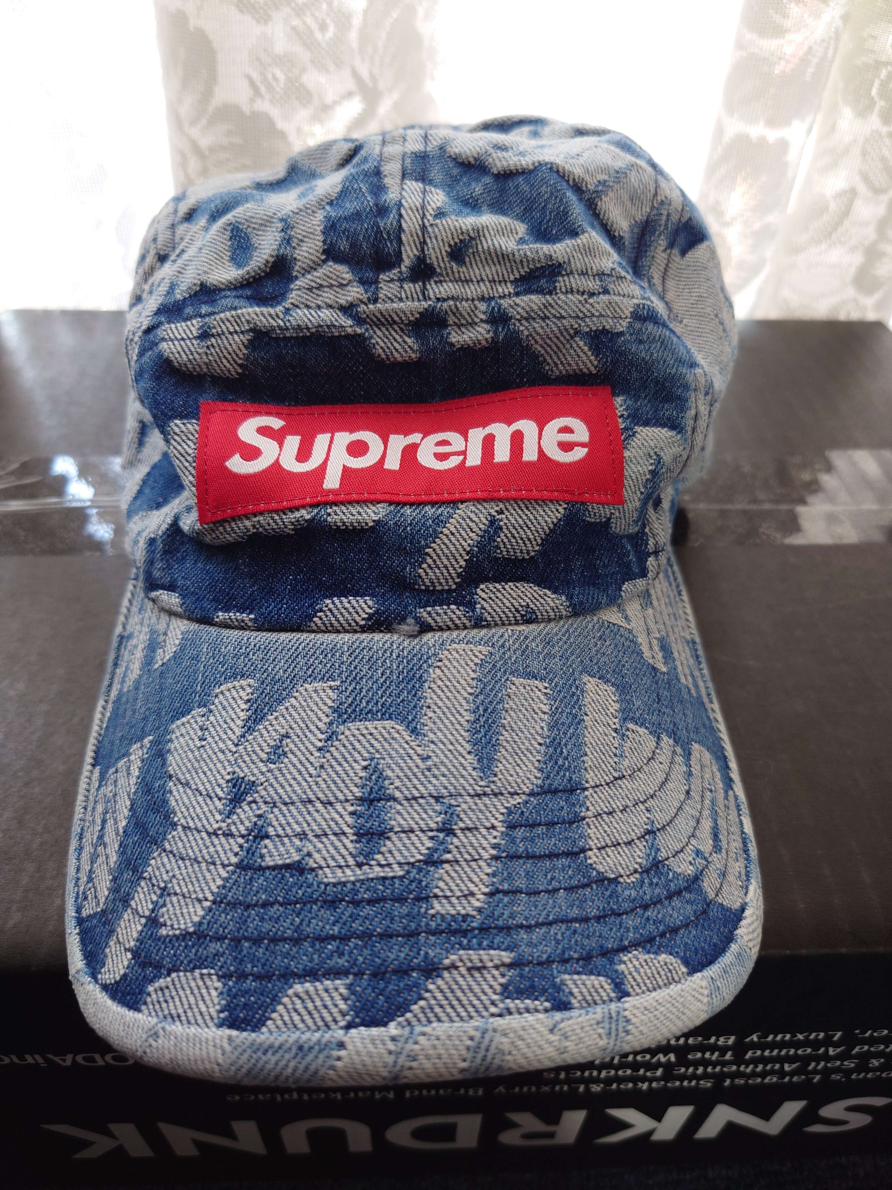 Supreme Fat Tip Jacquard Denim Camp Cap "Blue"