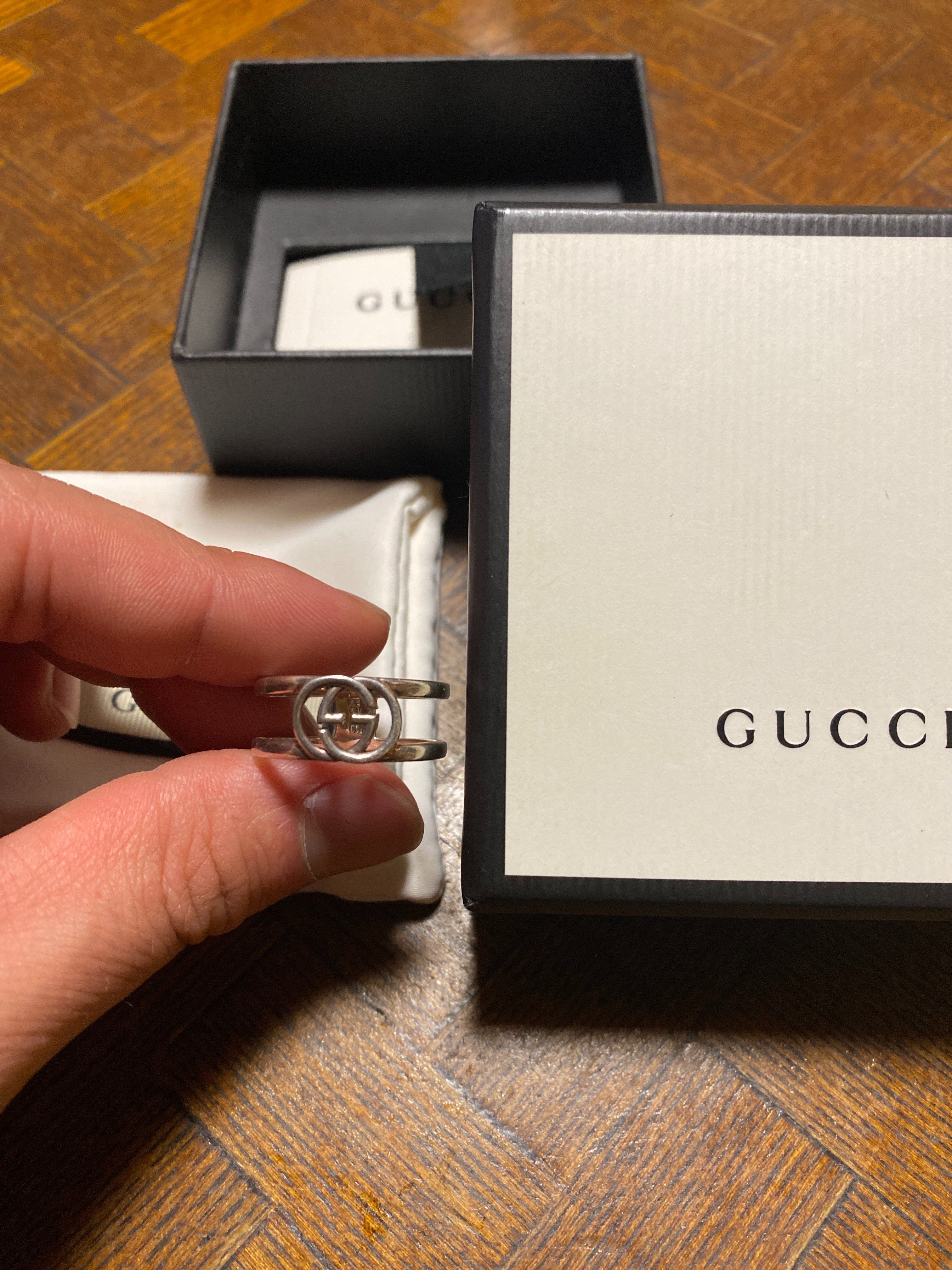 GUCCI Thin Interlocking G Open Hand Ring "Silver"