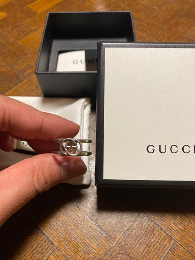 GUCCI Thin Interlocking G Open Hand Ring "Silver"