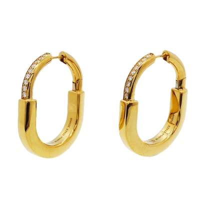 ★SALE【6jgb0372】ティファニー ピアス ロック ミディアム K18YG イエローゴールド ダイヤモンド 0.095ct【中古】レディース