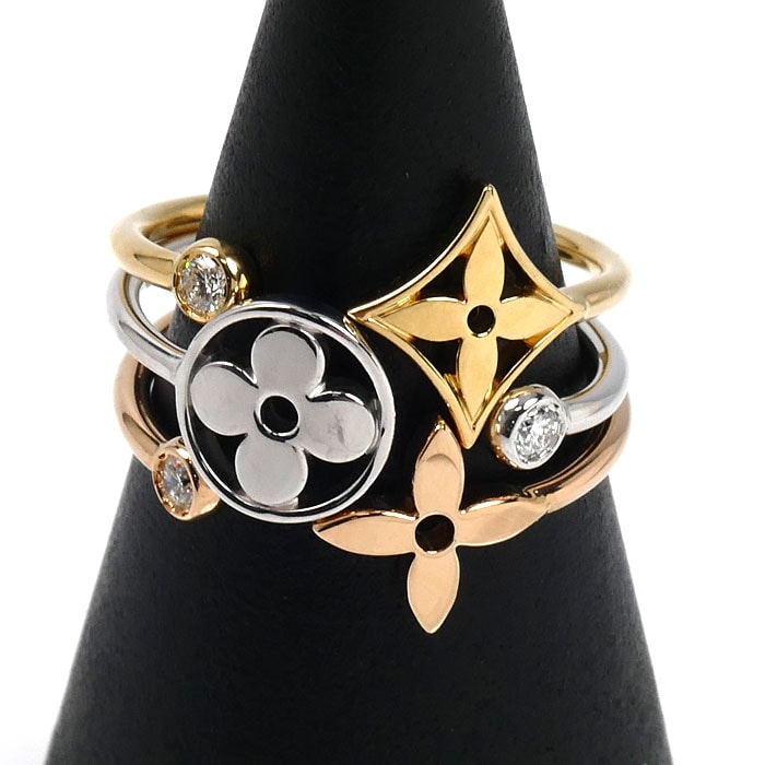 LOUIS VUITTON ルイ・ヴィトン K18YG/PG/WG バーグ モノグラム イディール ダイヤ リング・指輪 Q9F15F C63903 ダイヤモンド 12号 52 5.5g レディース【中古】【美品】