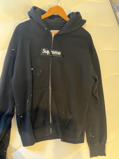 Supreme x MM6 Maison Margiela Box Logo Zip Up Hooded Sweatshirt "Black"