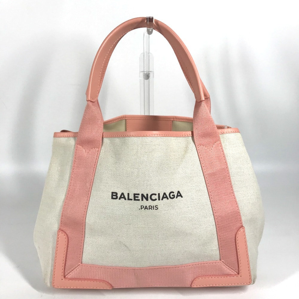 バレンシアガ BALENCIAGA ネイビーカバスS 339933 カバン ハンドバッグ トートバッグ キャンバス/レザー ナチュラル/ライトピンク