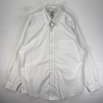 古着 ブルックスブラザーズ Brooks Brothers 長袖シャツ ボタンダウン 胸ポケット L ホワイト系 無地 メンズ