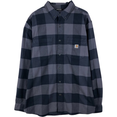 古着 カーハート Carhartt RELAXED FIT バッファローチェック ヘリンボーン 長袖 ボタンダウン ライトネルチェックシャツ メンズXL相当/eaa647287