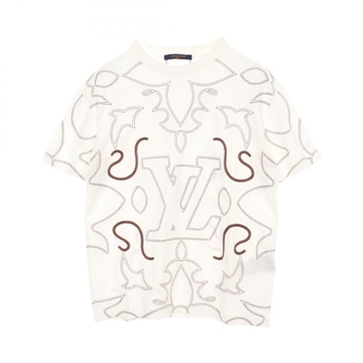 ルイ・ヴィトン LOUIS VUITTON エンブロイダード モノグラム カットソー 衣料品 トップス コットン メンズ ホワイト系 / ブラウン系 【中古】