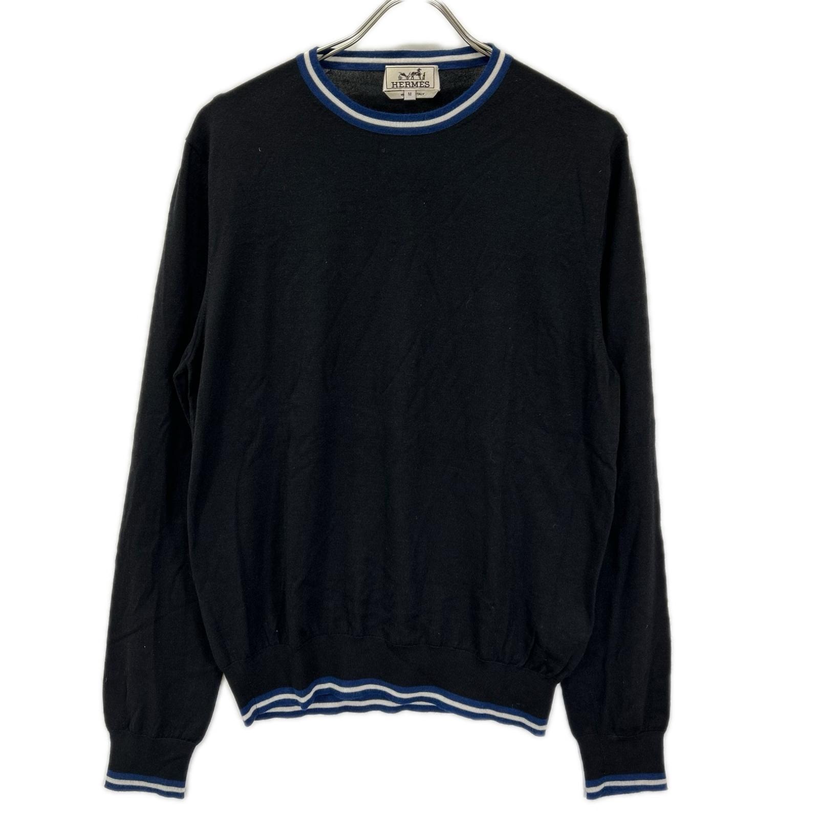エルメス ブラック カシミヤシルクラインネックニット M