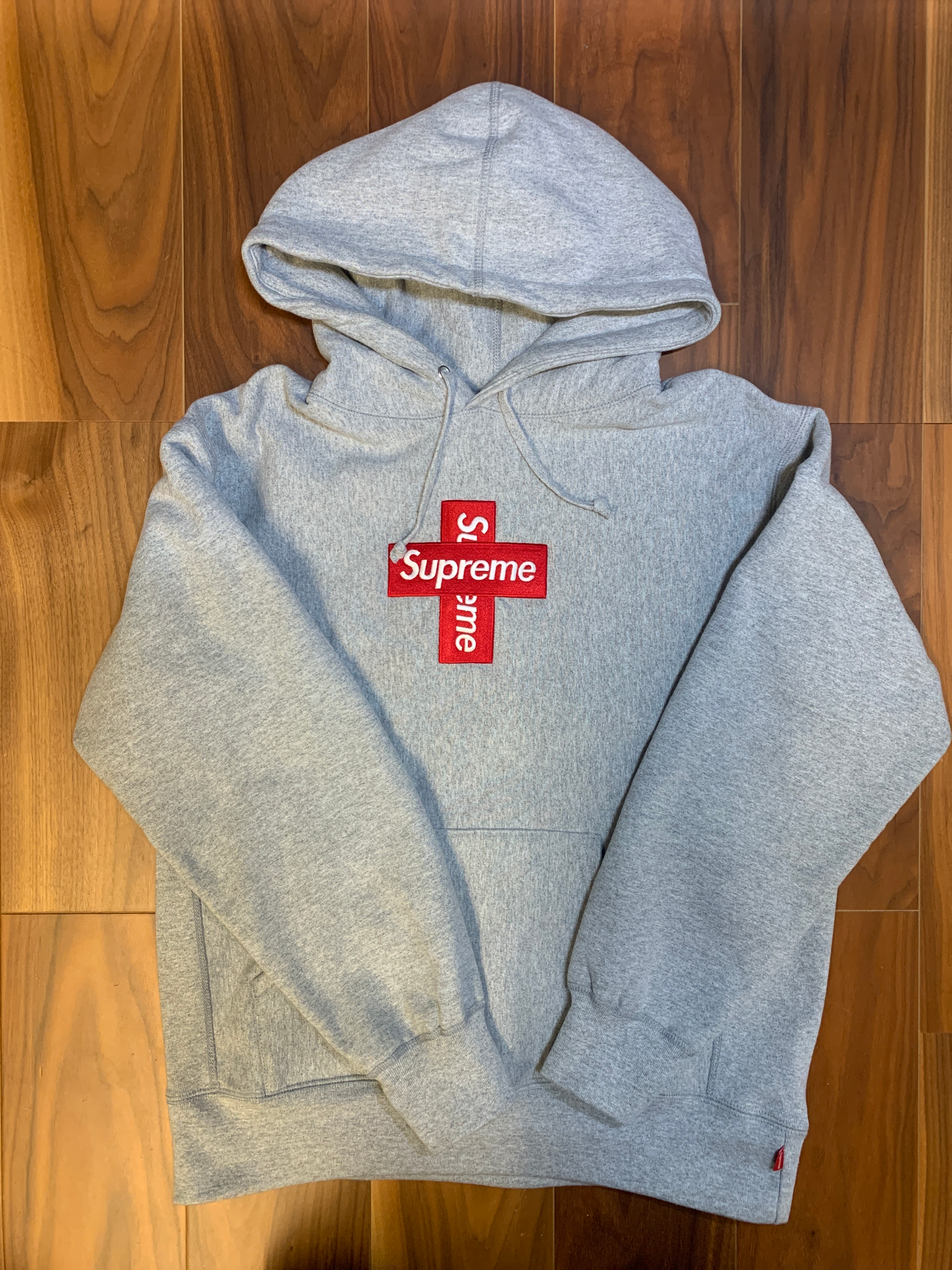 Supreme Cross Box Logo Hooded Sweatshirt "Grey"