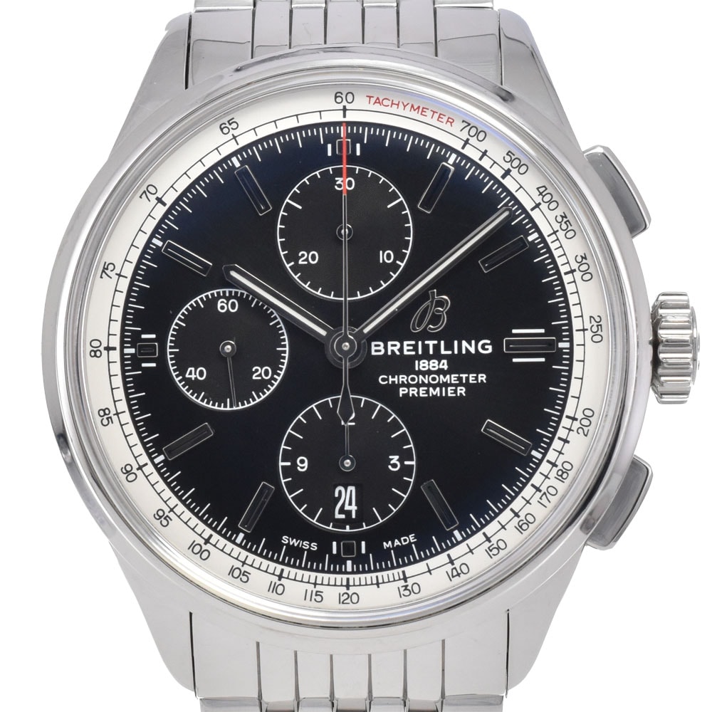 ブライトリング BREITLING A13315 プレミエ クロノグラフ ブラック 自動巻き メンズ 良品 内箱・保証書付き 腕時計 K#147974