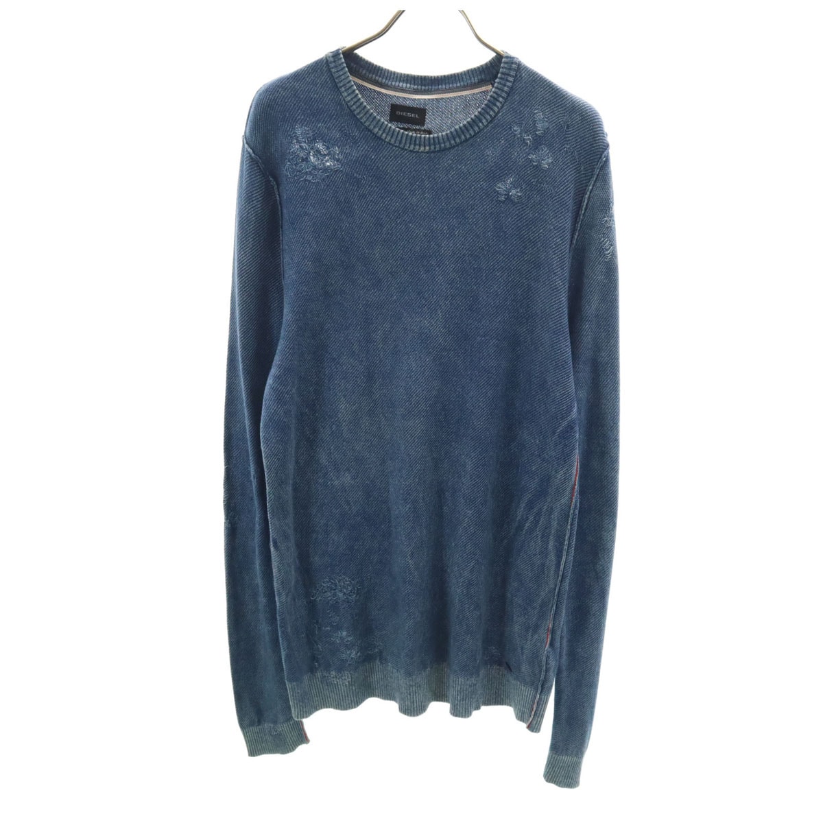 DIESEL ディーゼル イタリア製 長袖 インディゴ グランジ ニット L ネイビー