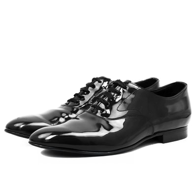 【極美品】EDWARD GREEN エドワードグリーン ドレスシューズ エナメル サイズ 8.5 メンズ リボンレース プレーントゥ オックスフォード 内羽根式 レザーソール パテントレザー 靴 ブラック 黒 英国製