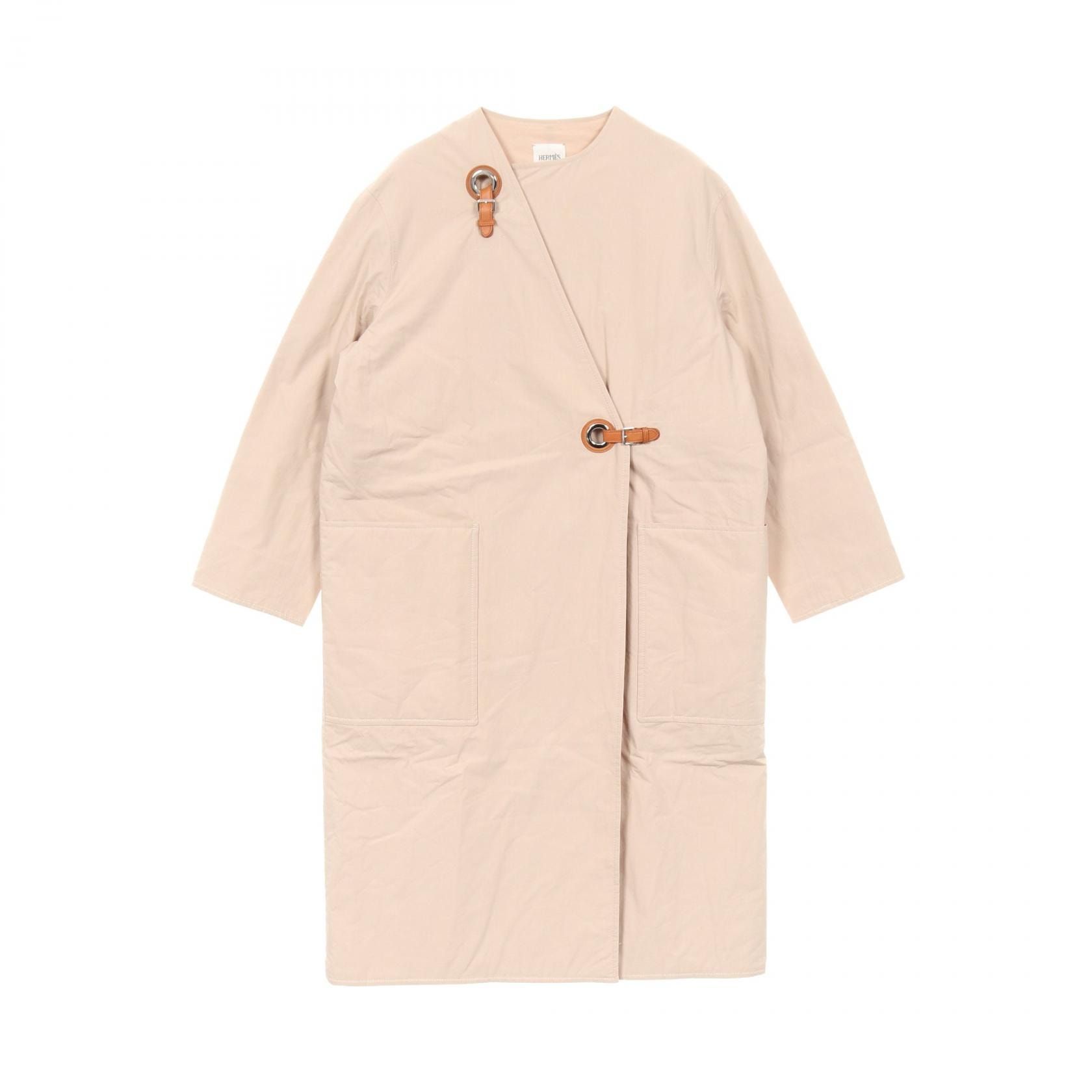 エルメス HERMES WRAP COAT ラップ 衣料品 アウター コットン ベージュ レディース ベージュ系 2E0106DJ 【中古】