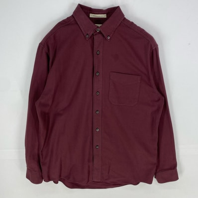 古着 エルエルビーン L.L.Bean 長袖シャツ 胸ポケット ボタンダウン 千鳥柄 ロングスリーブ M バーガンディー チェック メンズ