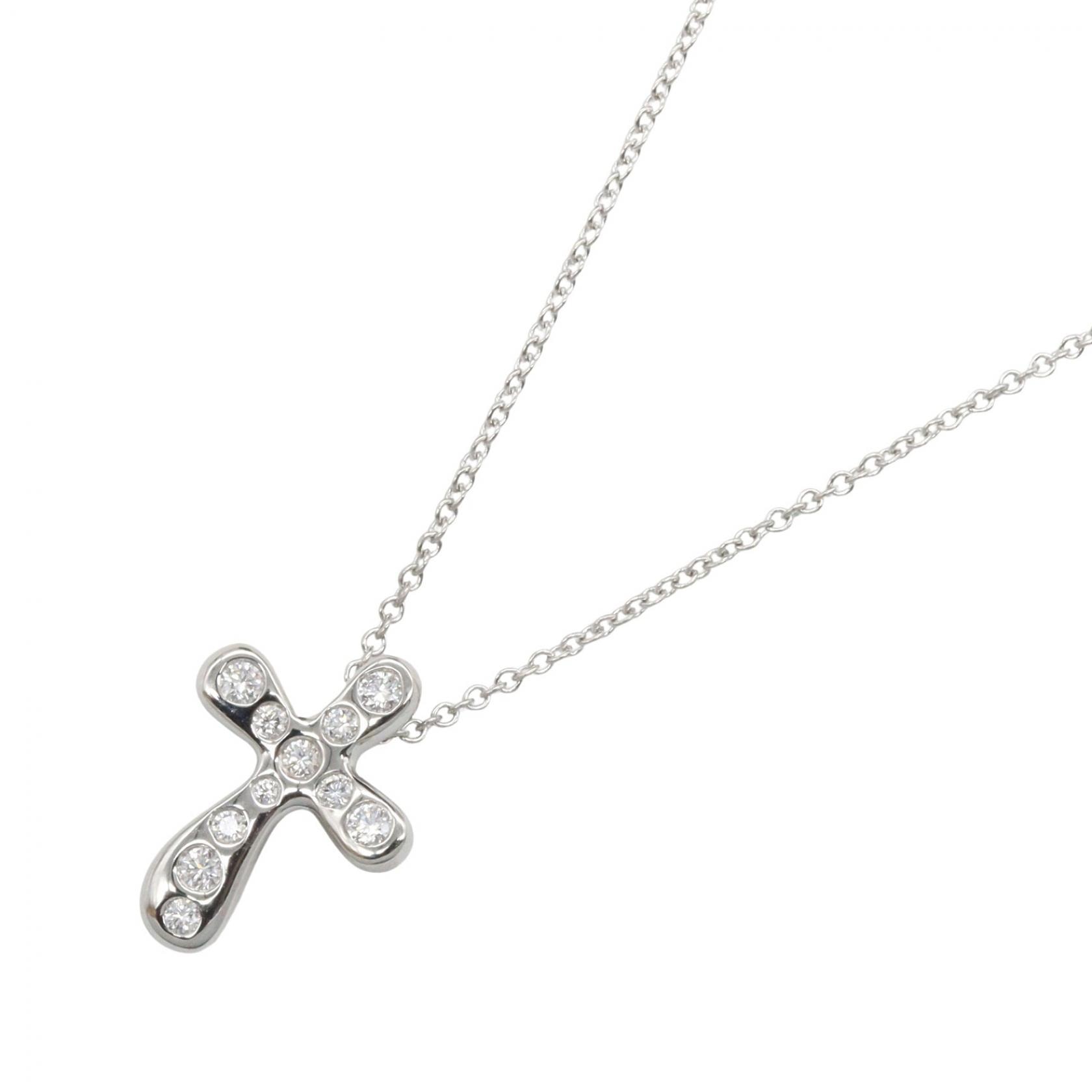 ティファニー TIFFANY&CO ドッツクロス ダイヤ ネックレス ネックレス ジュエリー Pt950プラチナ ダイヤモンド レディース シルバー系 / クリア系 【中古】