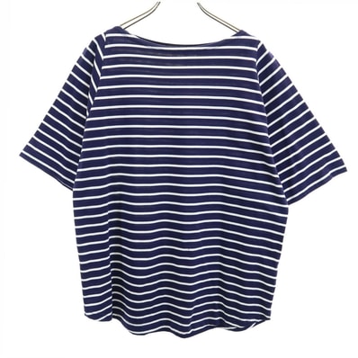 08sircus ゼロエイトサーカス 日本製 ボーダー柄 5分袖 ボートネック Tシャツ 2/48 ネイビー