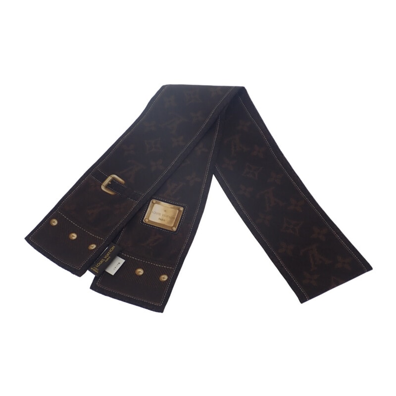 ルイヴィトン LOUIS VUITTON バンドー・ニューデニム M72396 スカーフ シルク ダークブラウン レディース【中古】【Aランク】