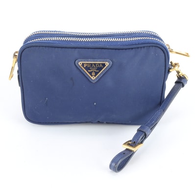 プラダ テスート ナイロントライアングルロゴポーチ レザー×ナイロン