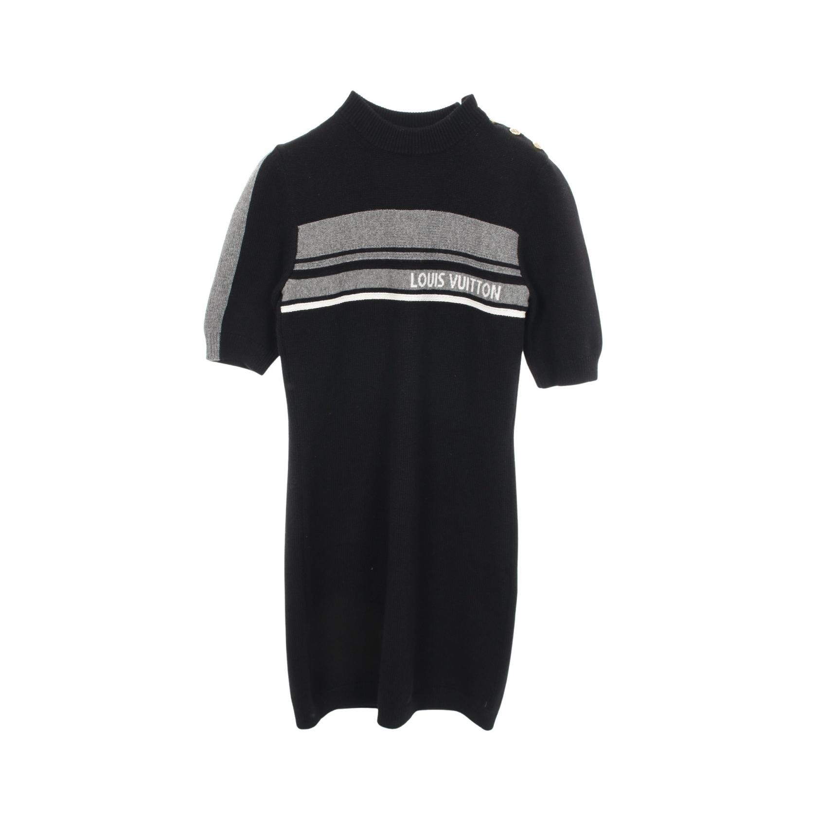ルイ・ヴィトン LOUIS VUITTON LVインタルシア 半袖 ワンピース 衣料品 トップス カシミヤ グレー レディース ブラック系 / グレー系 / ホワイト系 【中古】