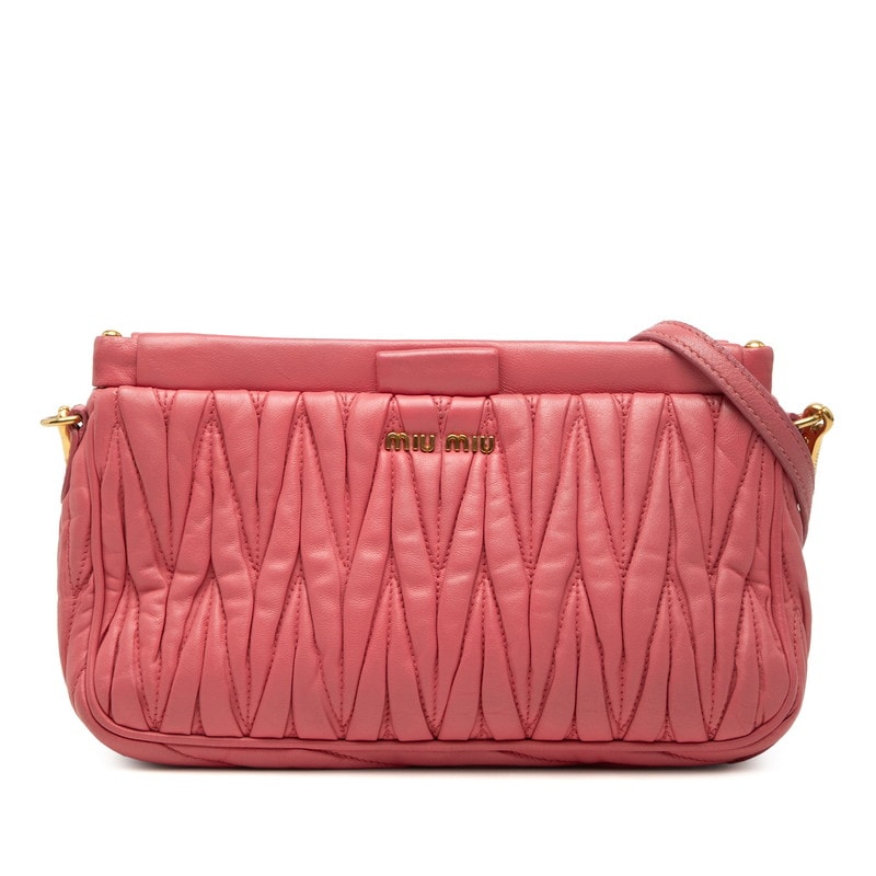 ミュウミュウ マテラッセ ショルダーバッグ ワンショルダー ピンク レザー レディース MIUMIU 【中古】