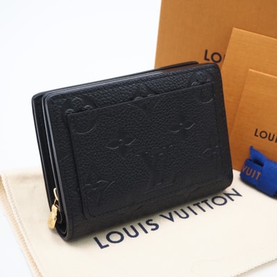美品 LOUIS VUITTON ルイ・ヴィトン モノグラム アンプラント ポルトフォイユ クレア ノワール M80151 二つ折り財布 ブラック カーフレザー レディース