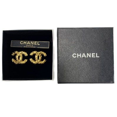 CHANEL シャネル ココマーク イヤリング メッキ ゴールド ヴィンテージ溶岩 ゴールド 箱有