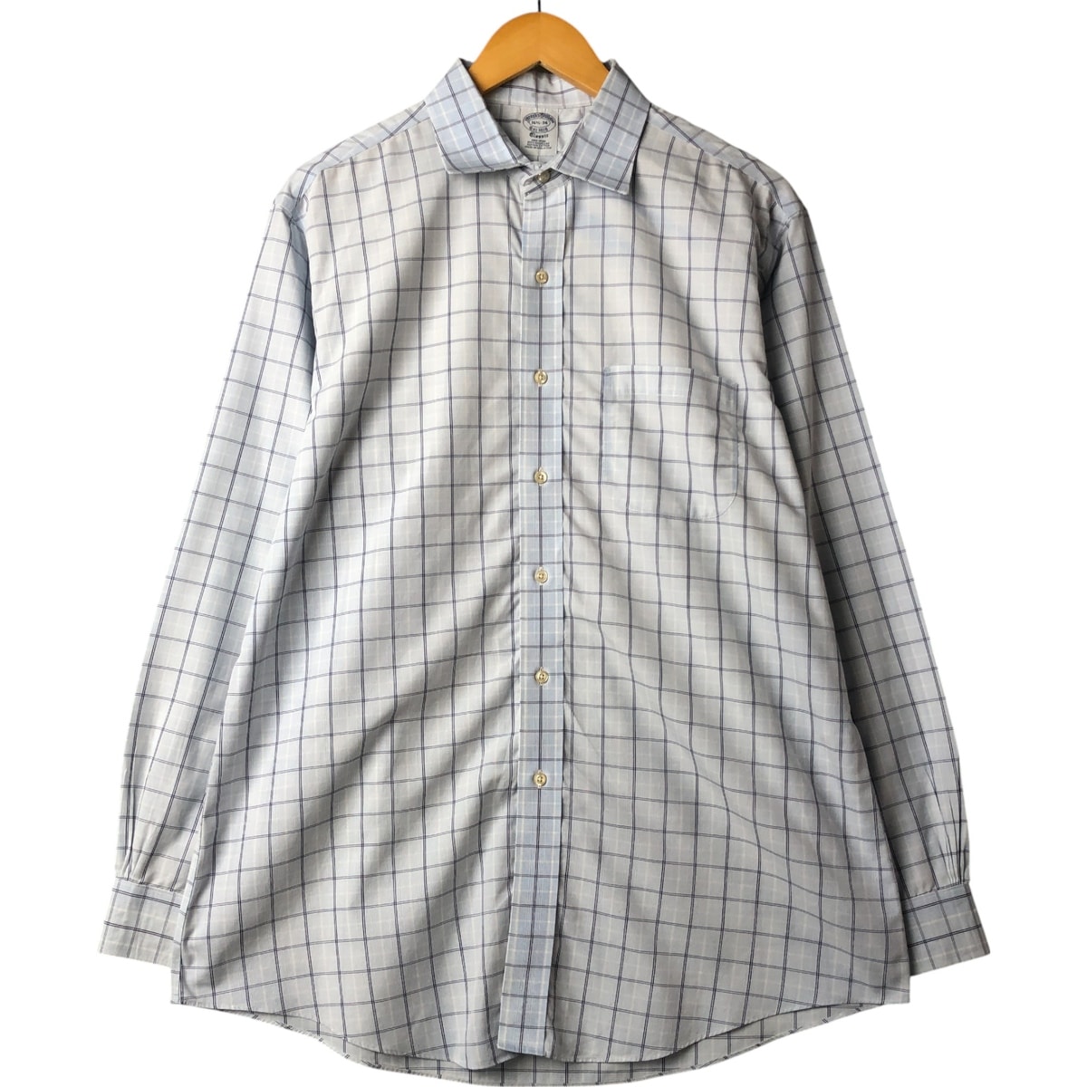 古着 ブルックスブラザーズ Brooks Brothers Est.1818 ワイドカラー 長袖 コットンチェックシャツ メンズL相当/eaa567416