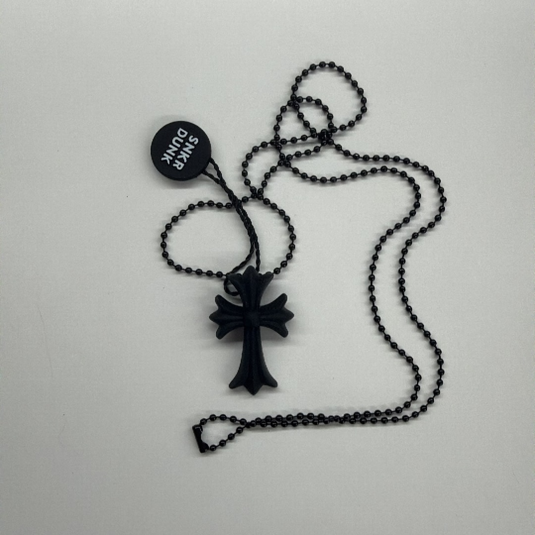 Chrome Hearts Rubber Small CH Cross Silicon Necklace "Black"