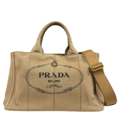 プラダ カナパトートM ショルダーバッグ キャンバス BN2642 ブラウン レディース PRADA 中古