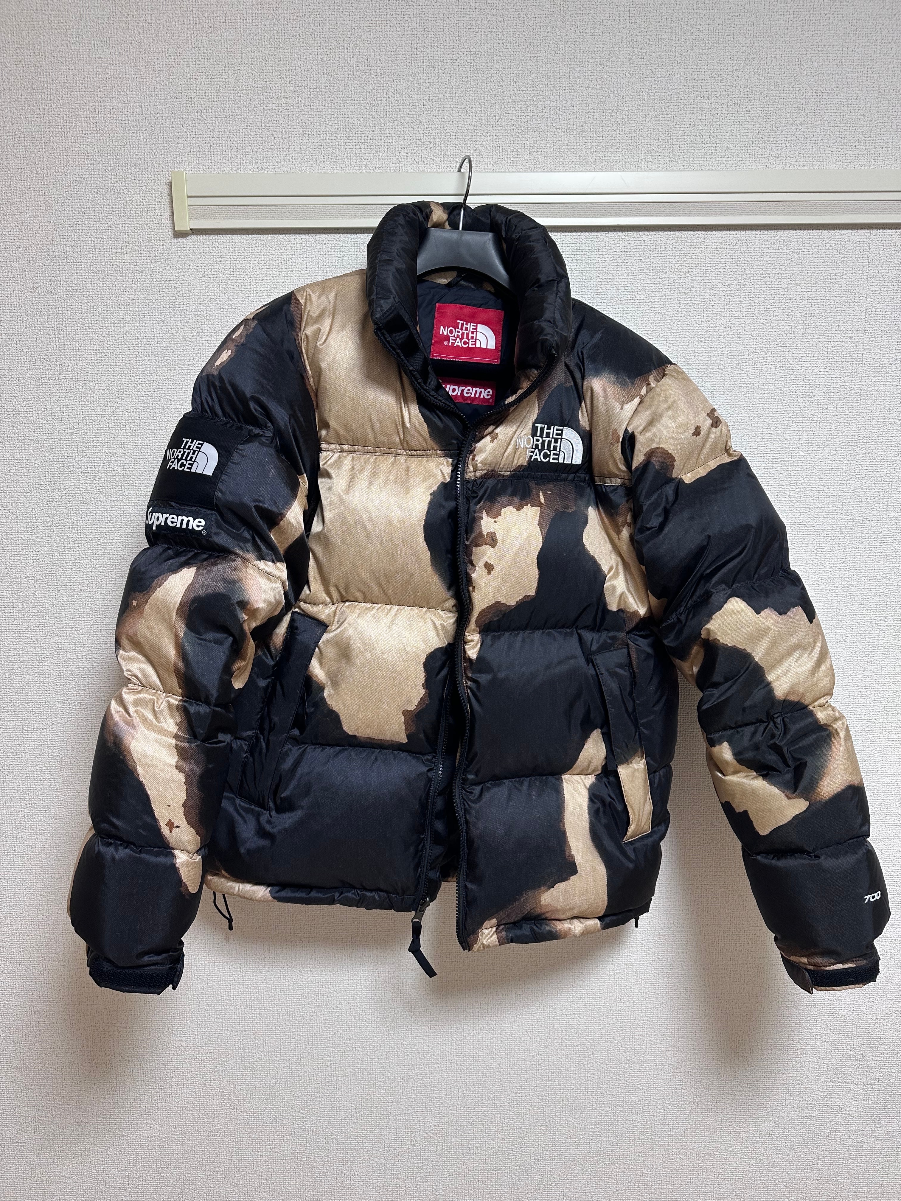 Supreme x The North Face Bleached Denim Print Nuptse Jacket "Black"