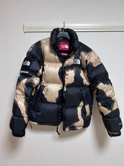Supreme x The North Face Bleached Denim Print Nuptse Jacket "Black"