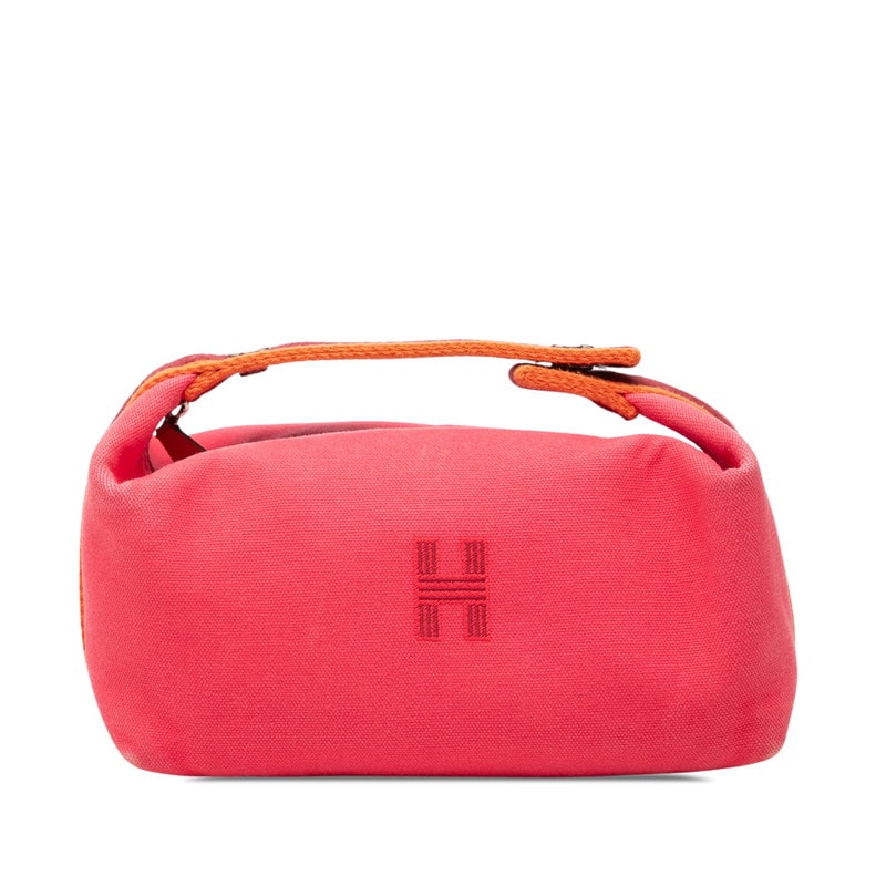 エルメス ブリッド ア ブラックPM ポーチ ハンドバッグ ハイビスカス ピンク コットン レディース HERMES 【中古】