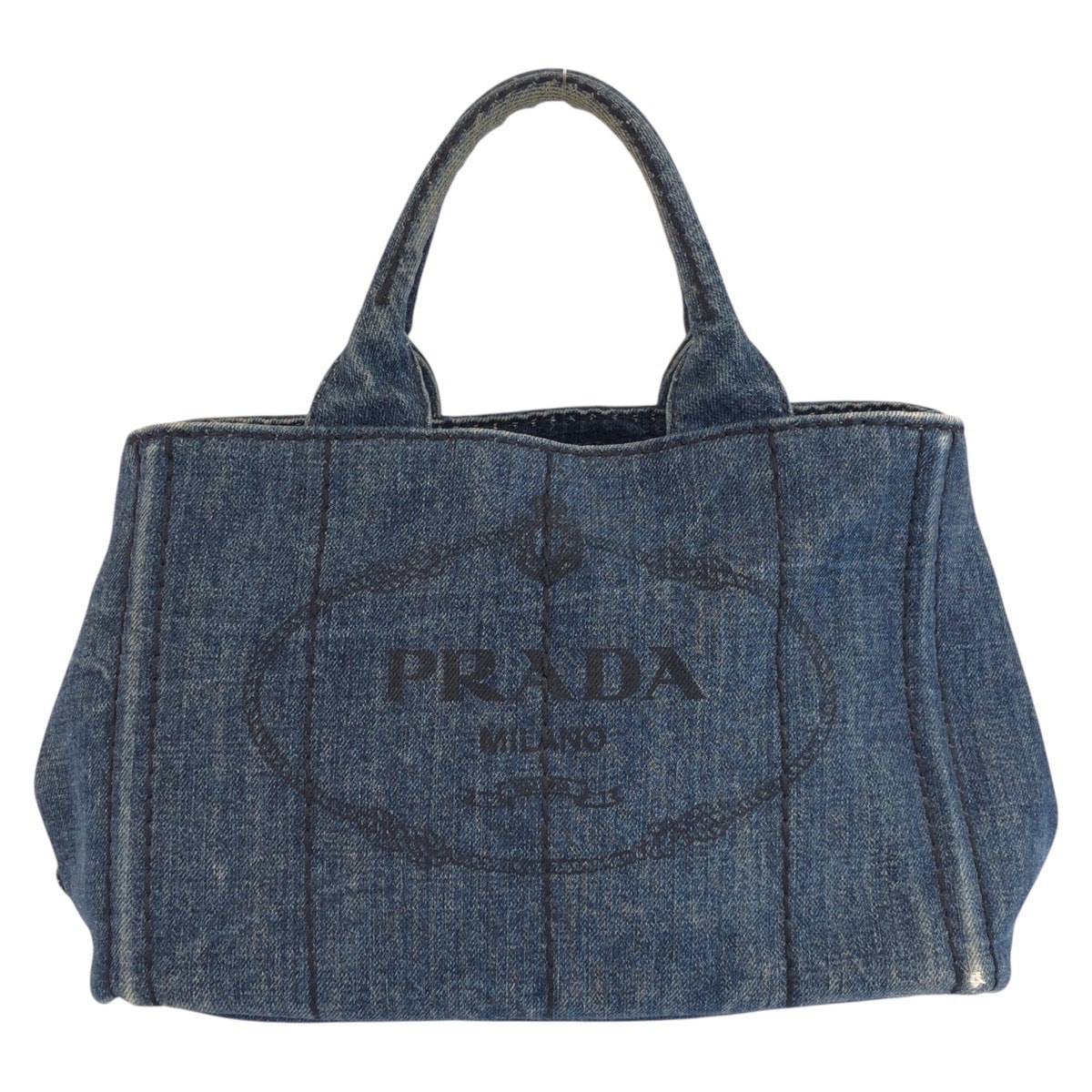 PRADA プラダ カナパ ブルー ゴールド金具 デニム トートバッグ ハンドバッグ 603341 【中古】