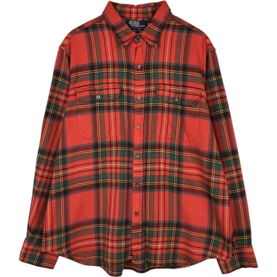 古着 ラルフローレン Ralph Lauren POLO by Ralph Lauren 長袖 ライトネルチェックシャツ イタリア製 メンズXXL相当/eaa649296