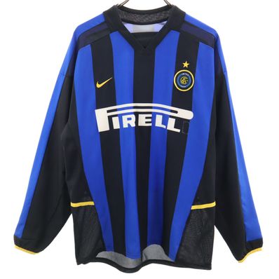 NIKE ナイキ ストライプ 長袖 Vネック シャツ M ブルー系 サイドメッシュ