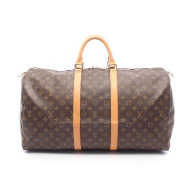 ルイ・ヴィトン LOUIS VUITTON キーポル55 ボストンバッグ バッグ PVCコーティングキャンバス レザー モノグラム メンズ レディース ブラウン系 M41424 【中古】