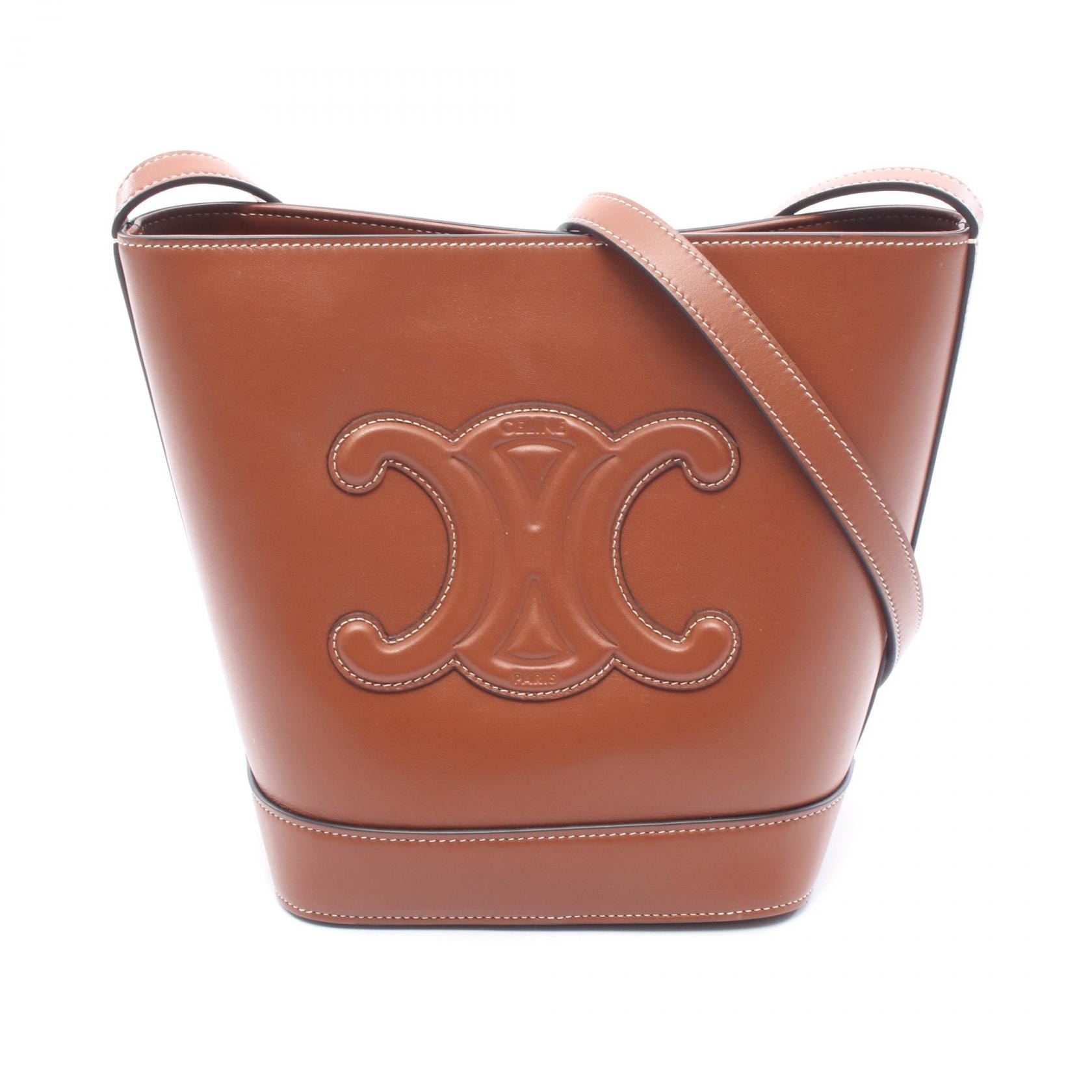 セリーヌ CELINE スモール バケット キュイル トリオンフ ショルダーバッグ バッグ レザー レディース ブラウン系 113783DU3.04LU 【中古】