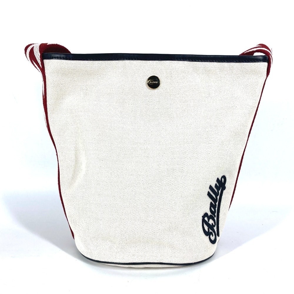 バリー BALLY BRUNILLE ロゴ 6232568 バケツ ばけつ カバン 肩掛け ハンドバッグ ショルダーバッグ キャンバス ホワイト 未使用