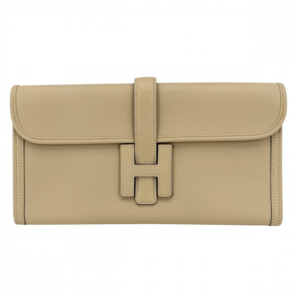 HERMES エルメス クラッチバッグ ジジェエラン29 セカンドバッグ メンズ レディース X刻印 レザー    ベージュ ユニセックス 2016年【中古品】