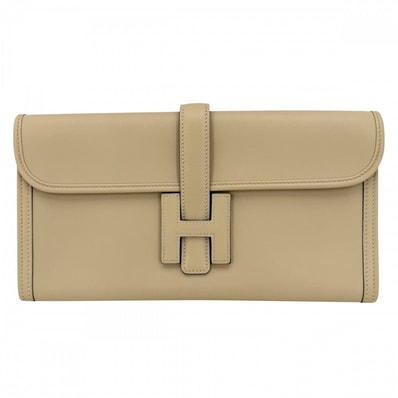 HERMES エルメス クラッチバッグ ジジェエラン29 セカンドバッグ メンズ レディース X刻印 レザー ベージュ ユニセックス 2016年【中古品】