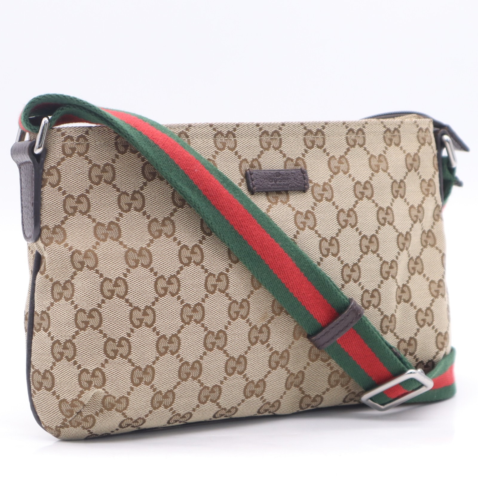 美品 GUCCI グッチ GGキャンバス シェリーライン ショルダーバッグ 189749 ショルダーバッグ ベージュ ブラウン マルチカラー キャンバス メンズ