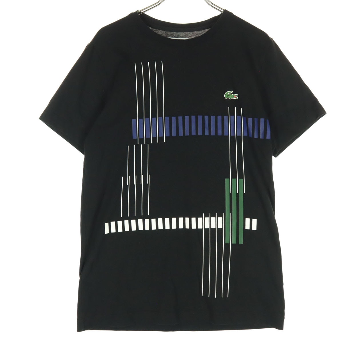 美品 LACOSTE SPORT ラコステスポーツ ワンポイントロゴ フロントプリント 半袖 Tシャツ XS ブラック