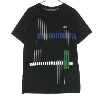 美品 LACOSTE SPORT ラコステスポーツ ワンポイントロゴ フロントプリント 半袖 Tシャツ XS ブラック