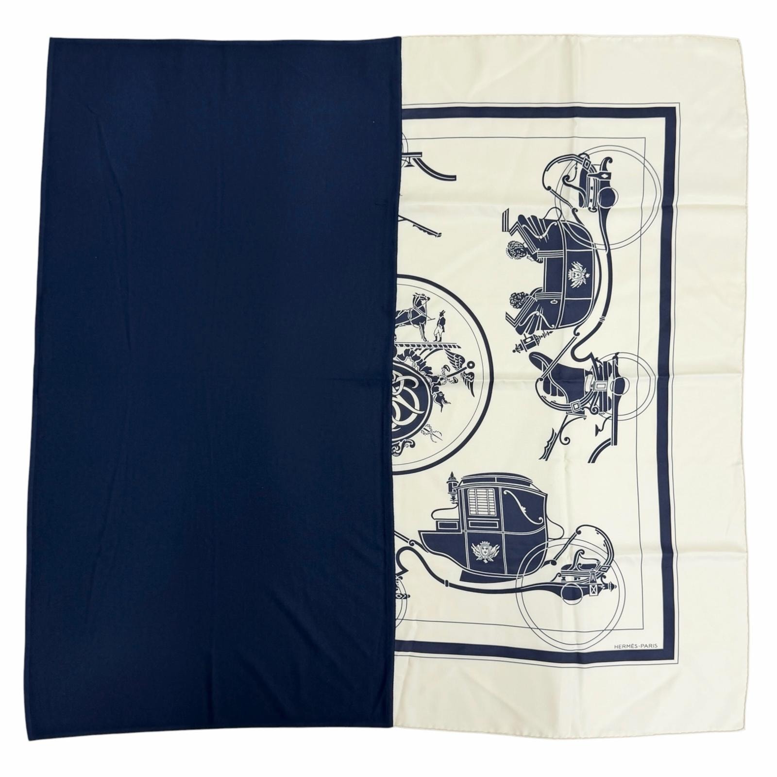 未使用品 エルメス スカーフ カレH ハイブリッド 90 エクスリブリス シルク
