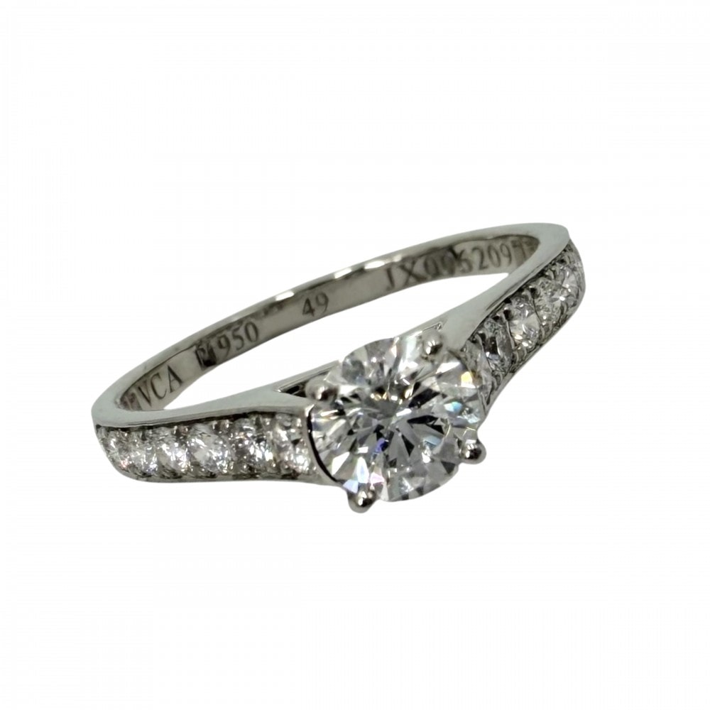 Van Cleef & Arpels ヴァンクリーフ&アーペル 指輪 リング ロマンス ソリティア アクセサリー ジュエリー Pt950プラチナ    ダイヤモンド0.41ct 約9号 レディース 約2.6g 美品【中古品】