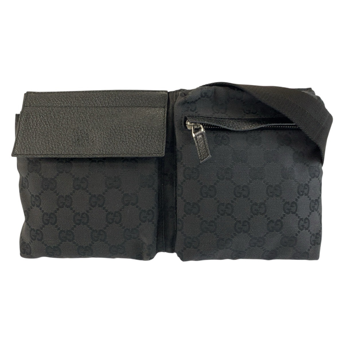 美品 GUCCI グッチ ブラック 黒 GGキャンバス レザー/ ボディバッグ ウエストポーチ 604292 【中古】