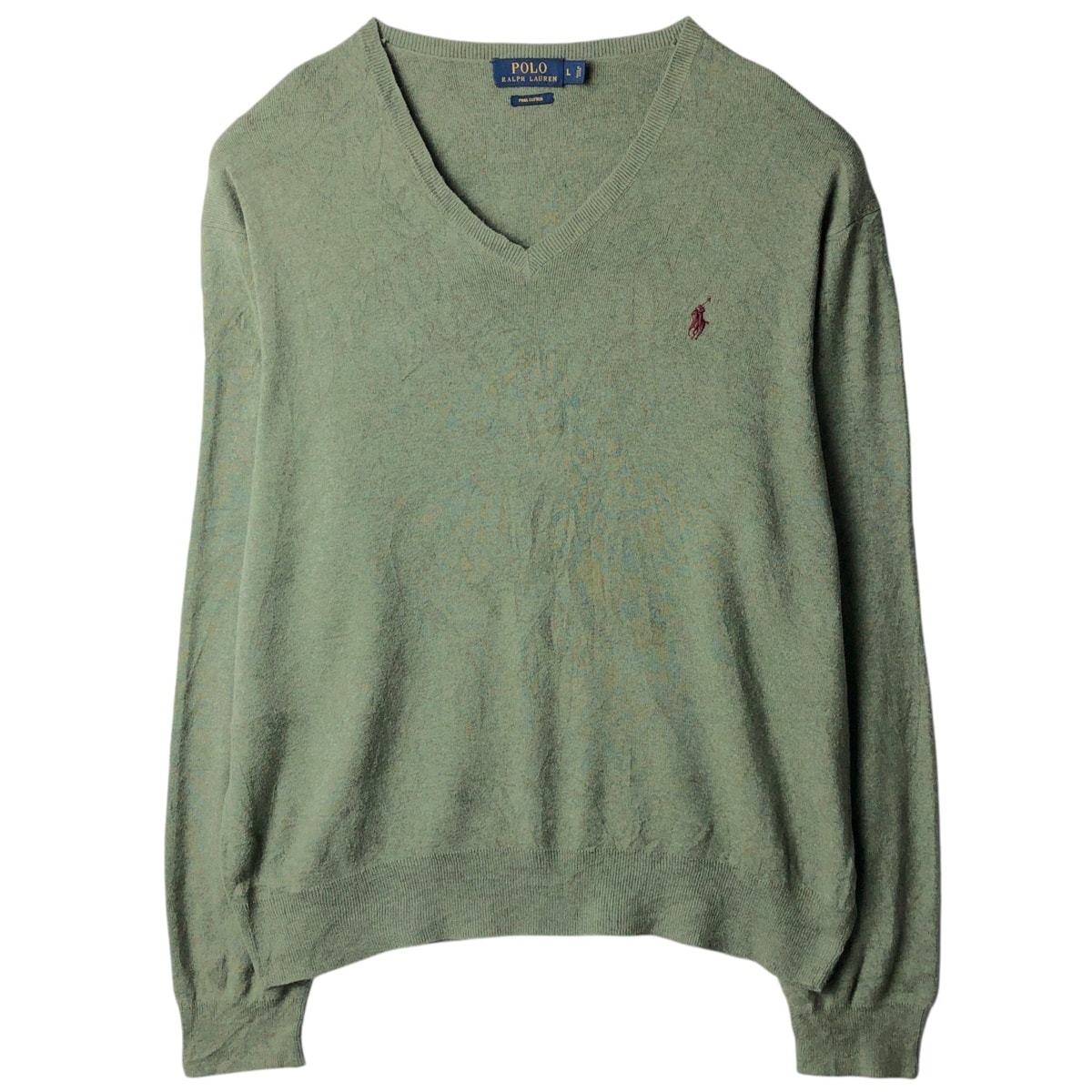 古着 ラルフローレン Ralph Lauren POLO RALPH LAUREN Vネック コットンニットセーター メンズL相当/eaa637201