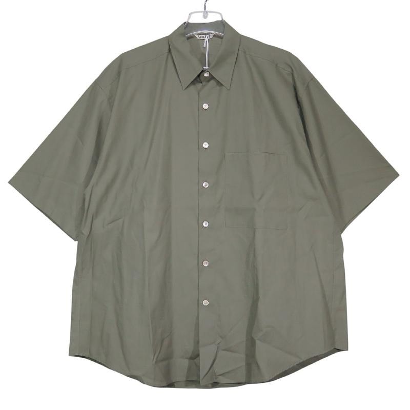 AURALEE Washed Finx Twill Big Half Sleeved Shirt "Olive"